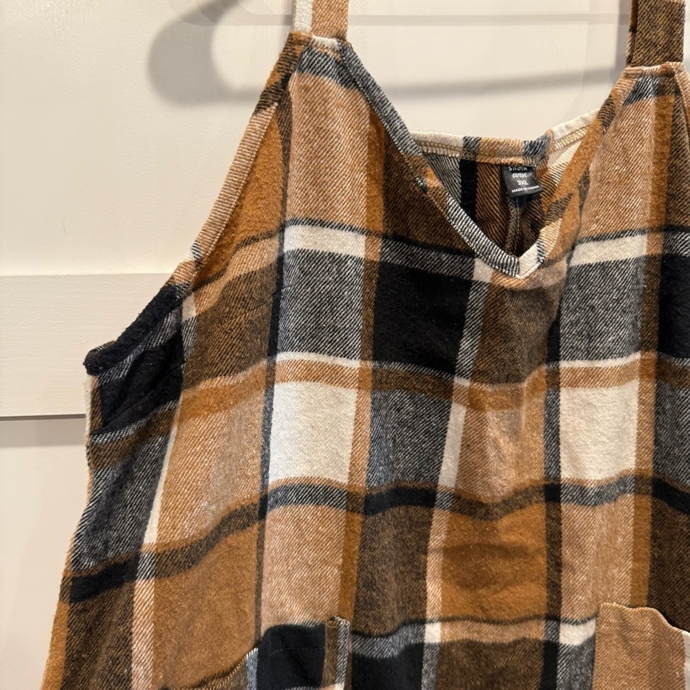 Plaid Sleeveless 3XL Dress - Brown and Black - Picture 4 of 7